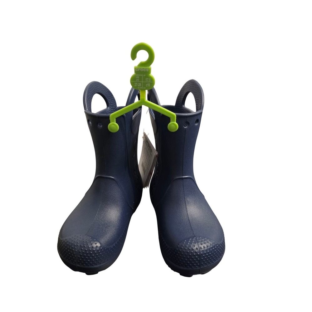 Crocs Kids Handle It Rain Boot Navy Blue‎ Waterproof Pull On C10 211056-410